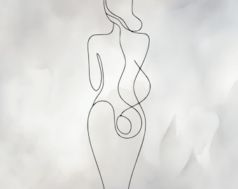 Elegant Woman Line Art SVG PNG | Minimalist One Line Drawing | Female Silhouette Clipart | Modern Wall Decor