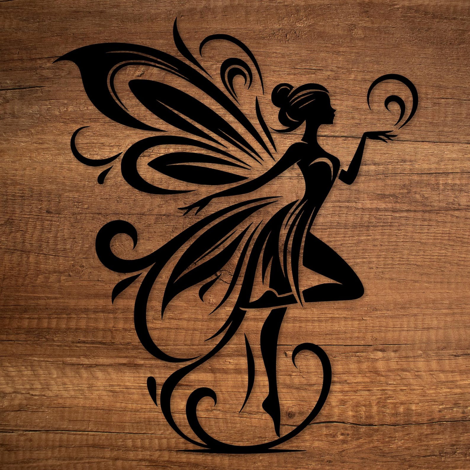 Fairy SVG PNG – Elegant Fairy Silhouette Clipart – Magical Fantasy Cut ...