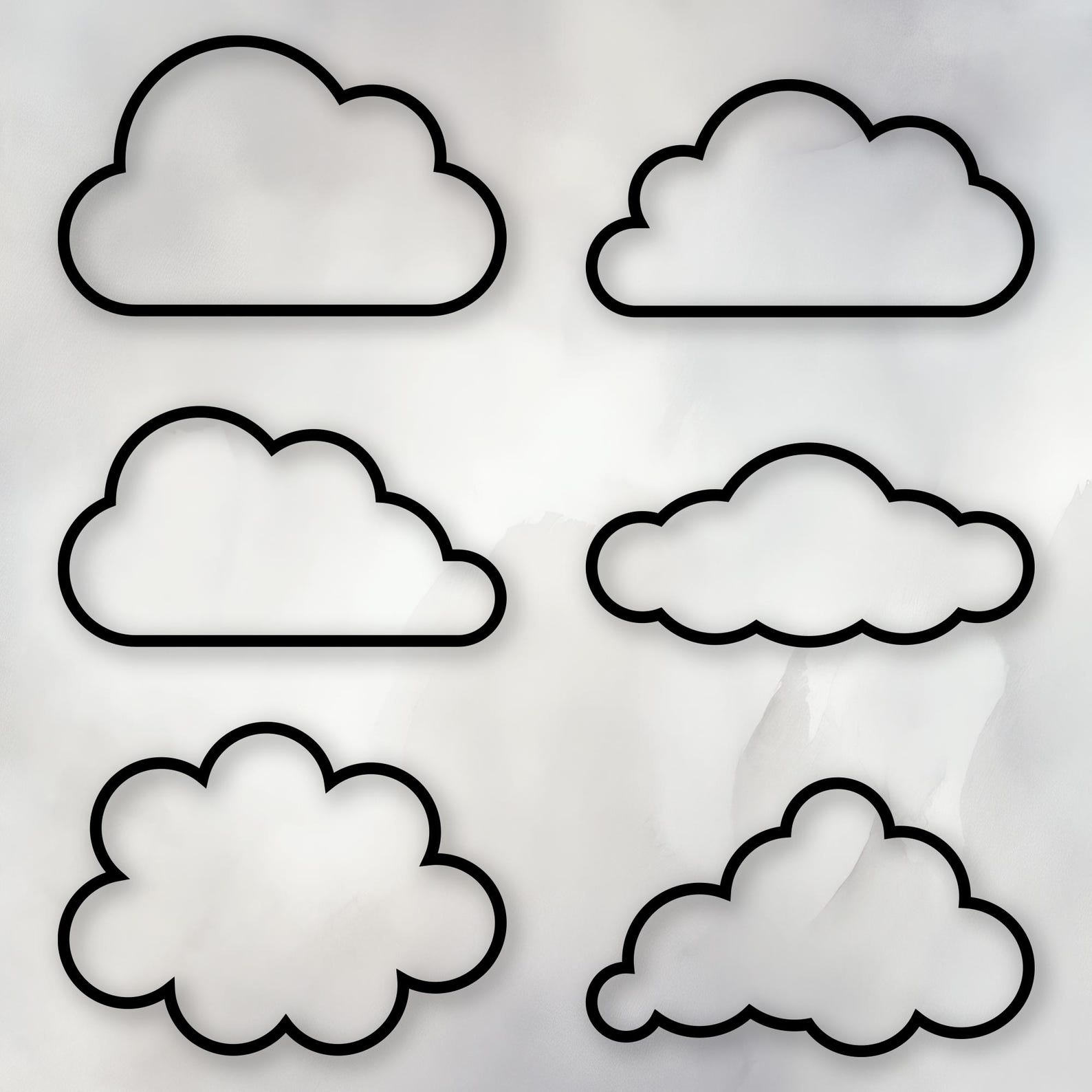 Cloud Outline SVG | Outline Clouds | Set of Black Clouds | for Cricut ...