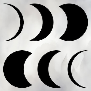 Moon Phase SVG | Full, Waxing & Waning - for Cricut, Silhouette, Stickers and Printables