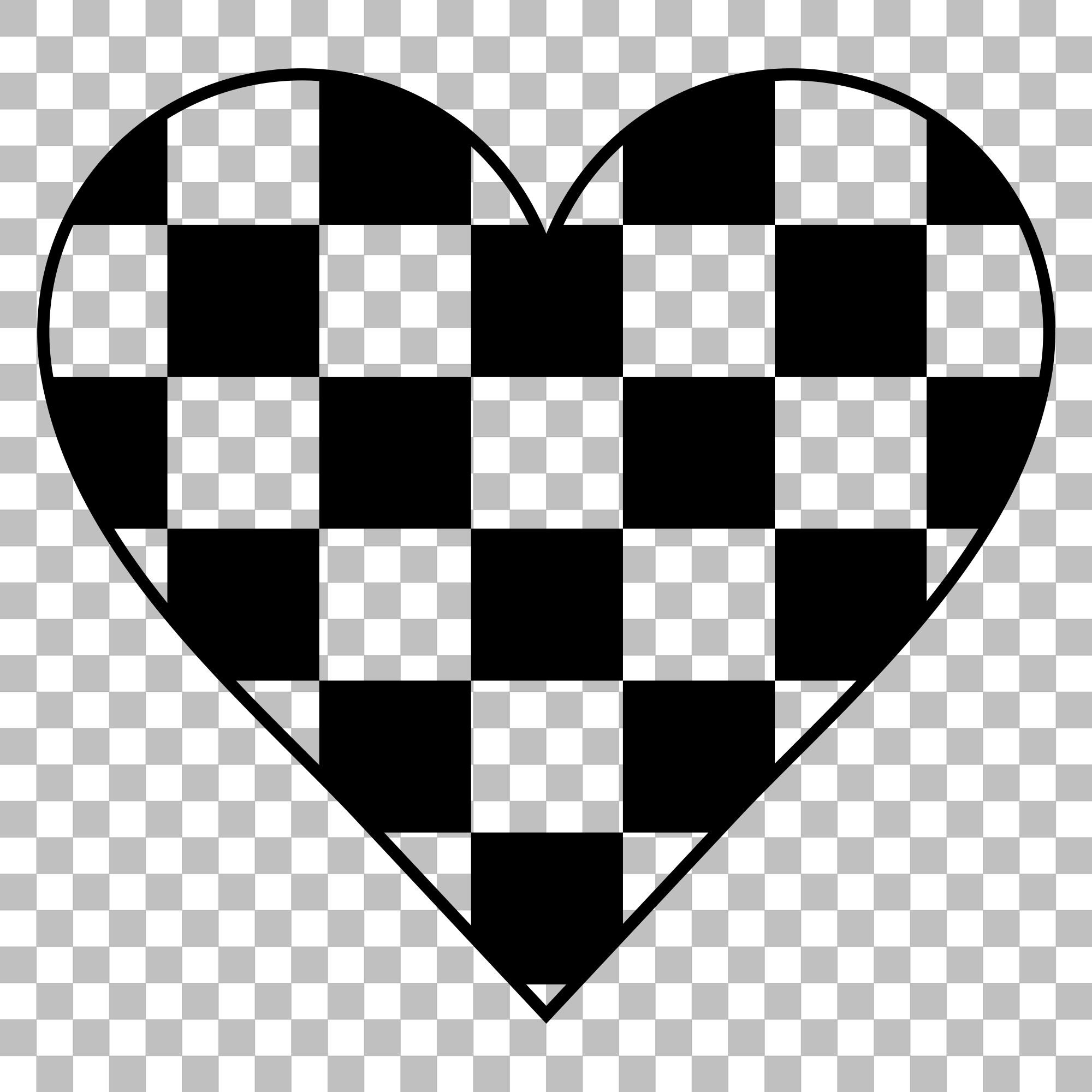 チェック柄ハート SVG | 黒透明チェスパターン | PNG & SVG - Etsy 日本
