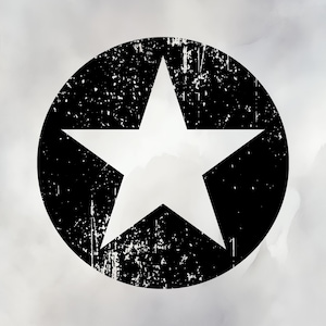 Star PNG | Transparent Star | Black Circle with Transparent Star | Grunge | Distressed