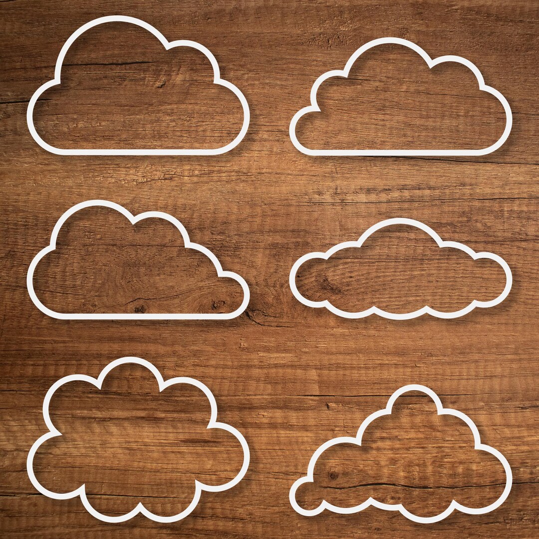 Cloud Outline SVG | Outline Clouds | Set of White Clouds | for Cricut ...
