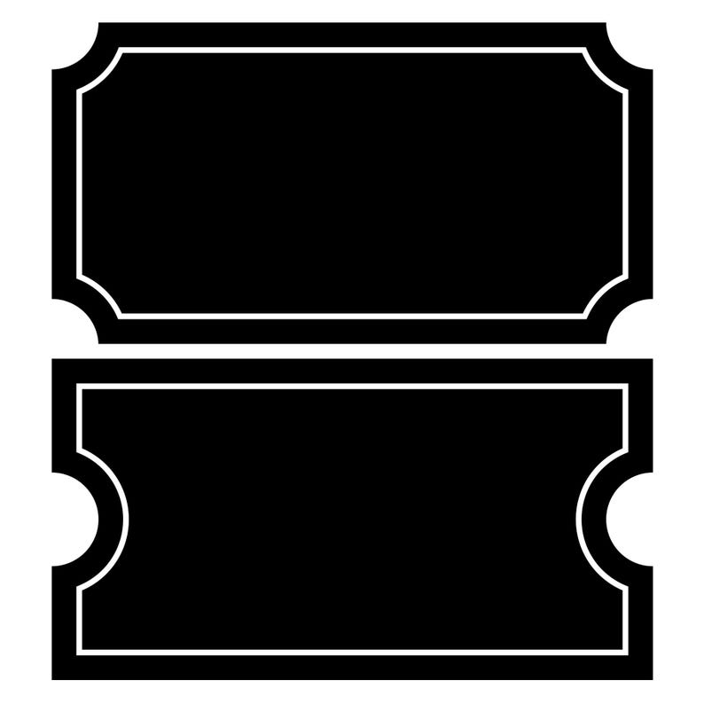 Ticket Shape Label Ticket Shape SVG PNG – Two Designs - Blank Admit One Clipart for Cricut ...