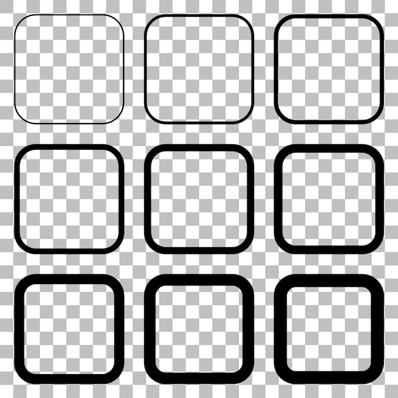 Simple Square Svg Square Rounded Frame SVG PNG Bundle: 9 Border Widths (digital Download ...