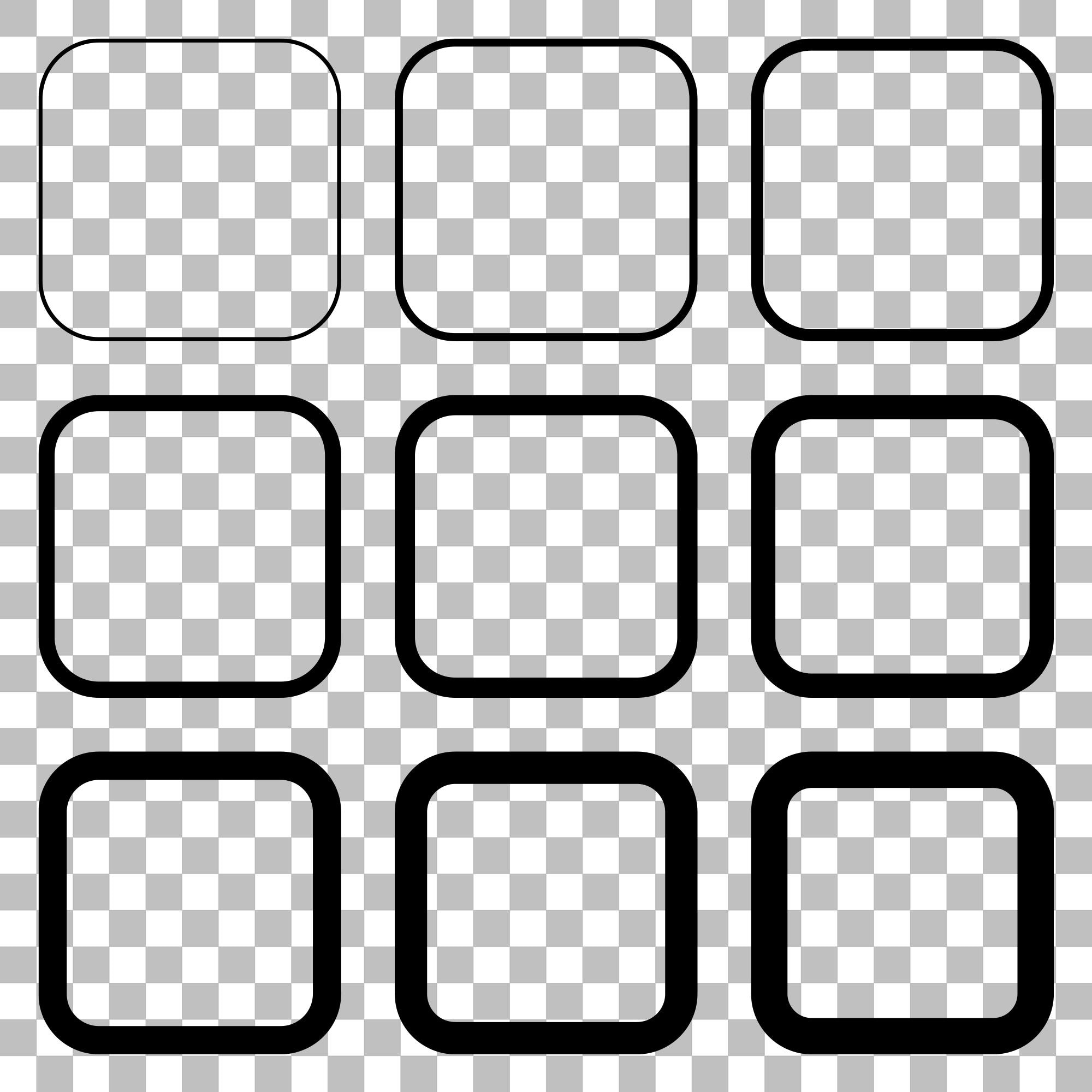 Square Rounded Frame SVG PNG Bundle: 9 Border Widths (digital Download ...