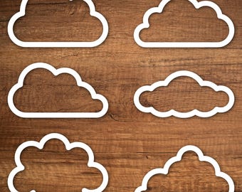 Cloud Outline SVG Bold | Outline Bold Round Clouds | Set of White Clouds | Clipart
