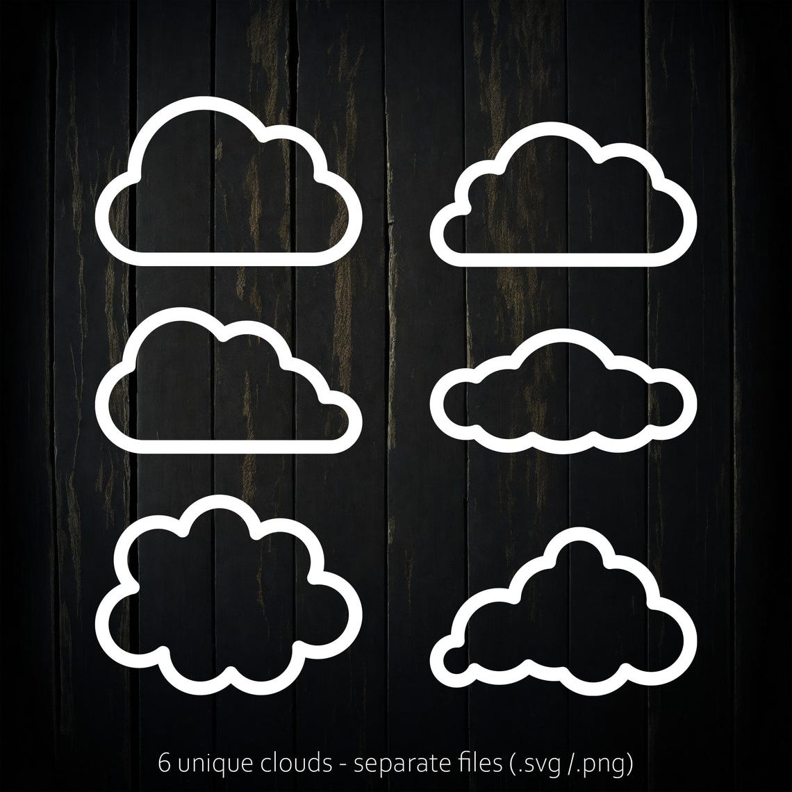 Cloud Outline SVG Bold | Outline Bold Round Clouds | Set of White ...