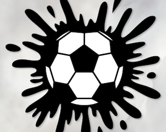 Soccer Ball Splatter SVG PNG | Black white Transparent | Sports SVG for Cricut and Silhouette