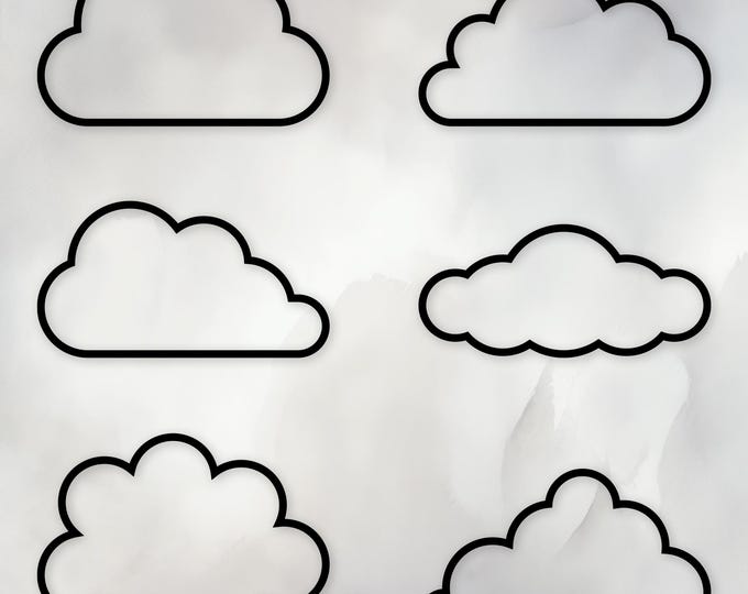Cloud Outline SVG | Outline Clouds | Set of Black Clouds | Clipart ...