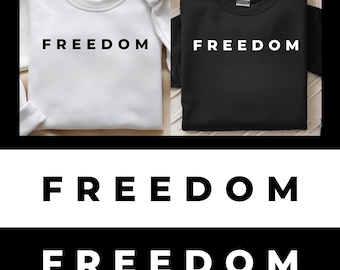 Freedom text PNG SVG - Black and White version | Freedom T-shirt Design | Minimalist Text Design | Cricut Cut File | Printable Word Art