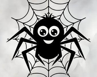 Spider In Web SVG PNG – Halloween Spider Clipart for Cricut, Silhouette, Stickers & Printables