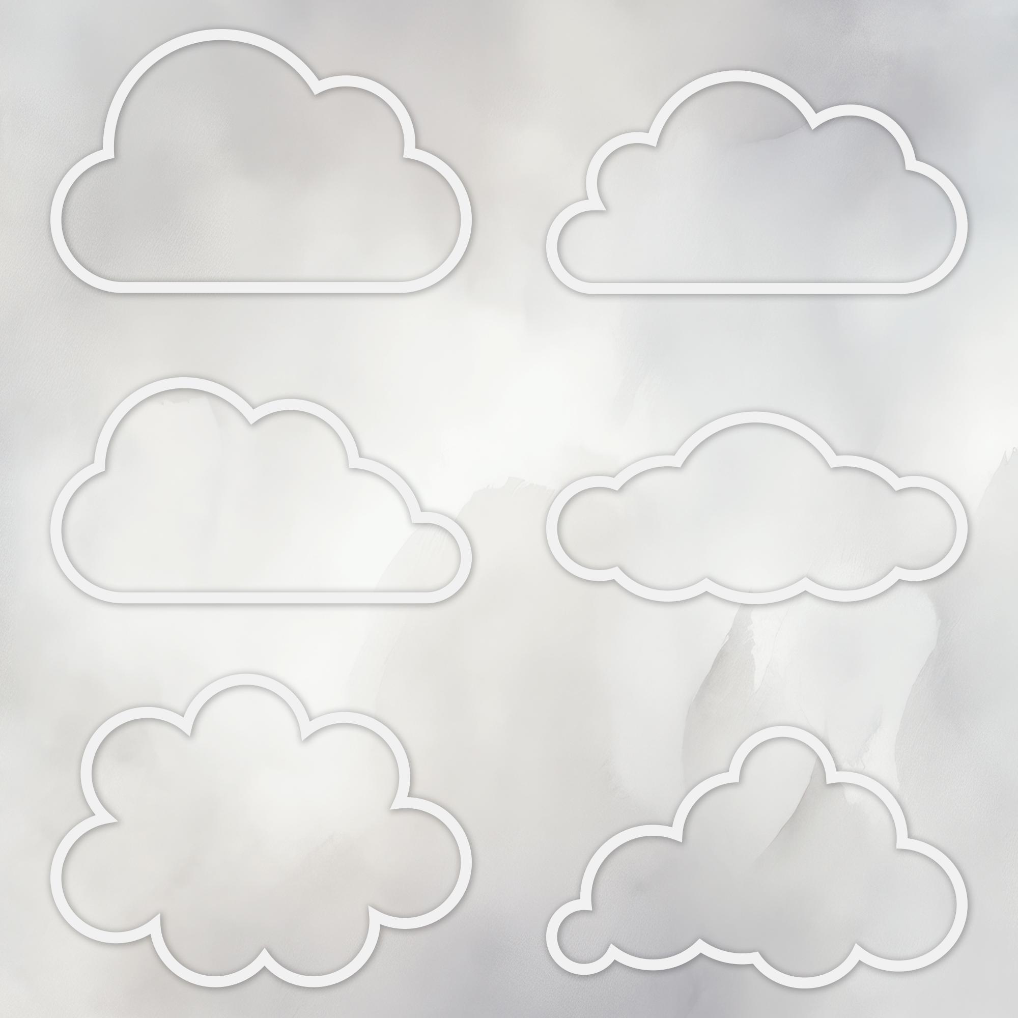 Cloud Outline SVG | Outline Clouds | Set of White Clouds | for Cricut ...