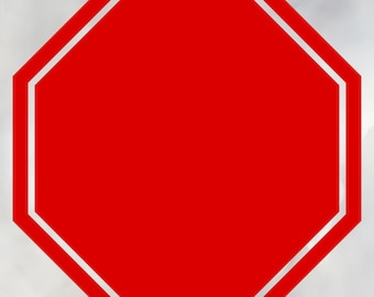Blank Stop Sign SVG PNG | Red Transparent Octagon with Cutout Border | Stop Sign Image