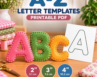 Felt Letter Templates A-Z, 2 3 & 4 Inch Printable PDF, Alphabet Templates for Felt Crafts and Sewing