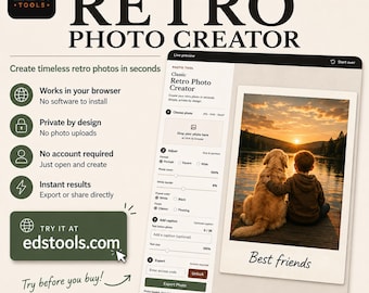 Retro Photo Creator, Instant Photo Maker, Vintage Photo Frame, Custom Picture Maker, Simple Digital Photo Tool