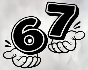 Six Seven SVG PNG Meme | Black | 6 7 hands meme | Hand Holding Numbers