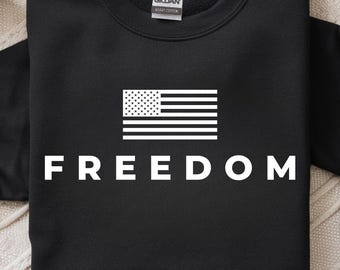 Freedom SVG PNG - White with US Flag | Freedom T-shirt Design | Minimalist Text Design | Cricut Cut File | Printable Word Art