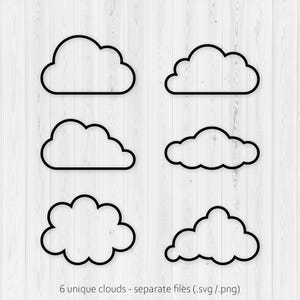Wolke Umriss SVG | Umriss Wolken | Set schwarze Wolken | Clip Art