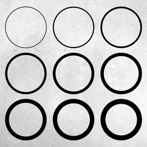 Kreis SVG Rahmen Bundle | Kreis Borte | 9 Rahmenbreiten | für Cricut, Silhouette, Laser, Print oder Digital