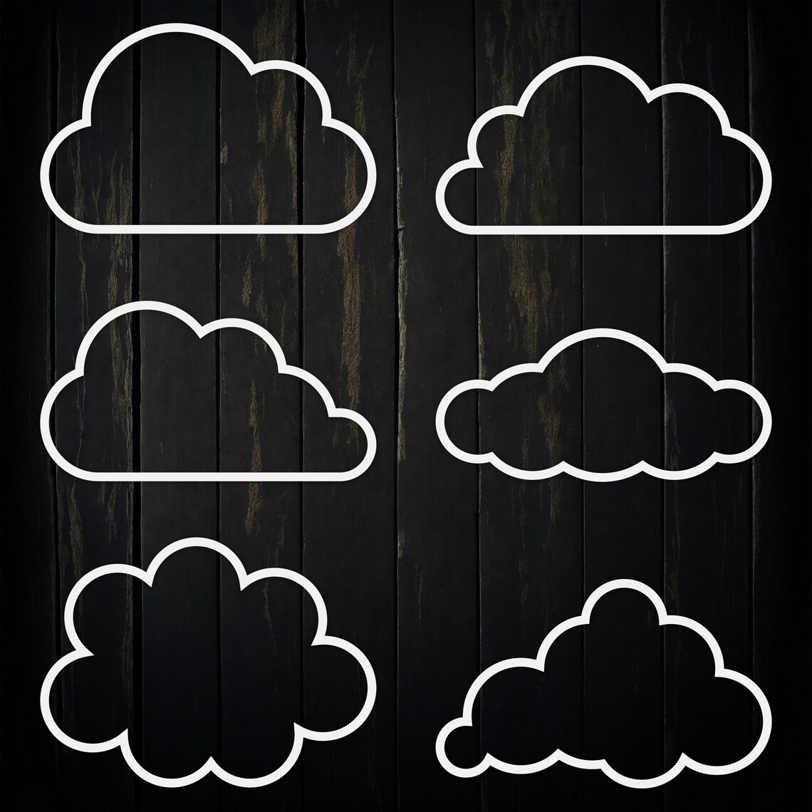 Cloud Outline SVG | Outline Clouds | Set of White Clouds | for Cricut ...