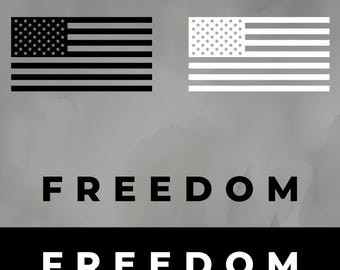 Freedom Flag bundle SVG PNG - Black and White | Freedom T-shirt Design | Minimalist Text Design | US Flag