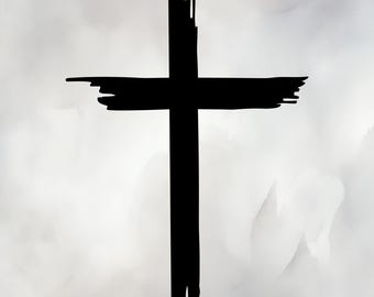 Christian Cross SVG | Black Vector | Old Rugged | for Cricut, Silhouette, Laser or Print