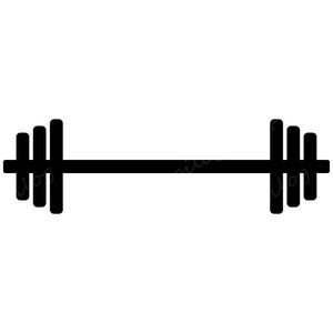 May include: A black barbell with weight plates on each end.