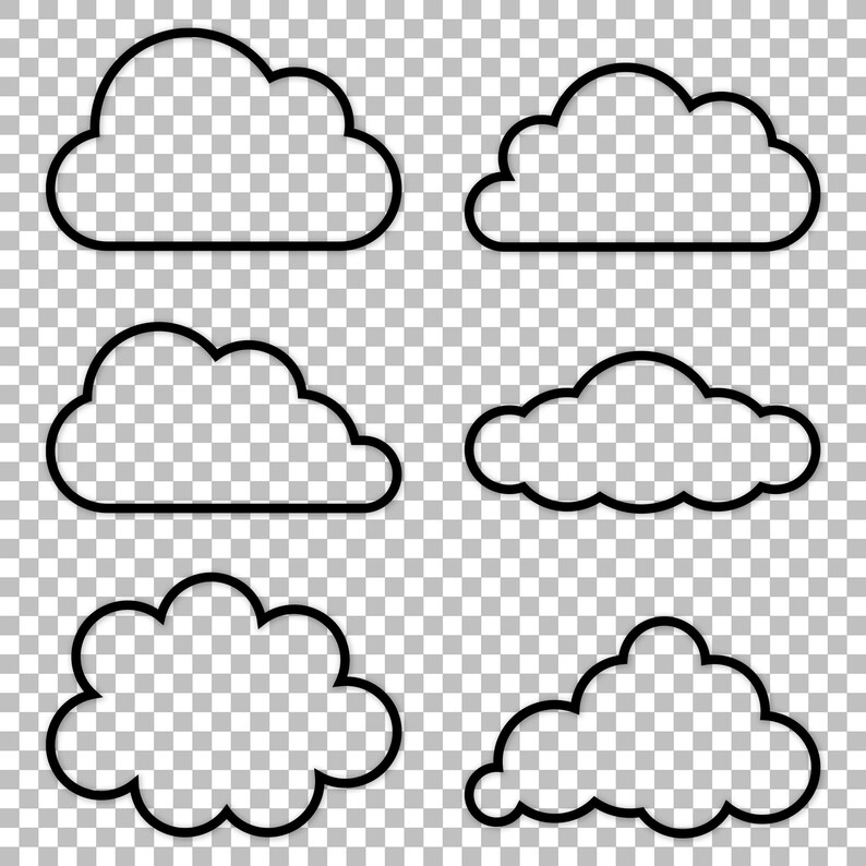 Cloud Outline SVG | Outline Clouds | Set of Black Clouds | for Cricut ...