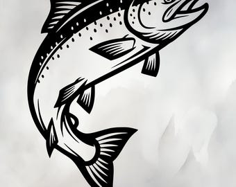 Jumping Salmon SVG PNG – Fishing Clipart for Cricut, Silhouette, Stickers & Printables