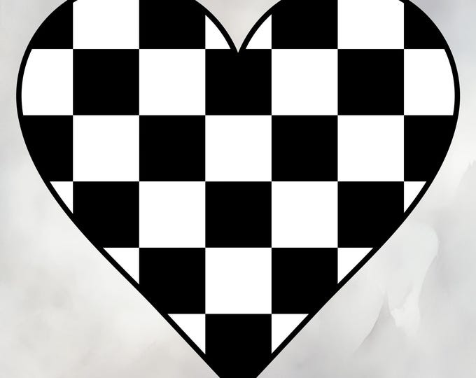 Checkered Heart SVG | Black White Chess Pattern | PNG & SVG - for ...