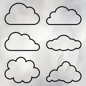 Cloud Outline SVG | Outline Clouds | Set of Black Clouds | for Cricut ...