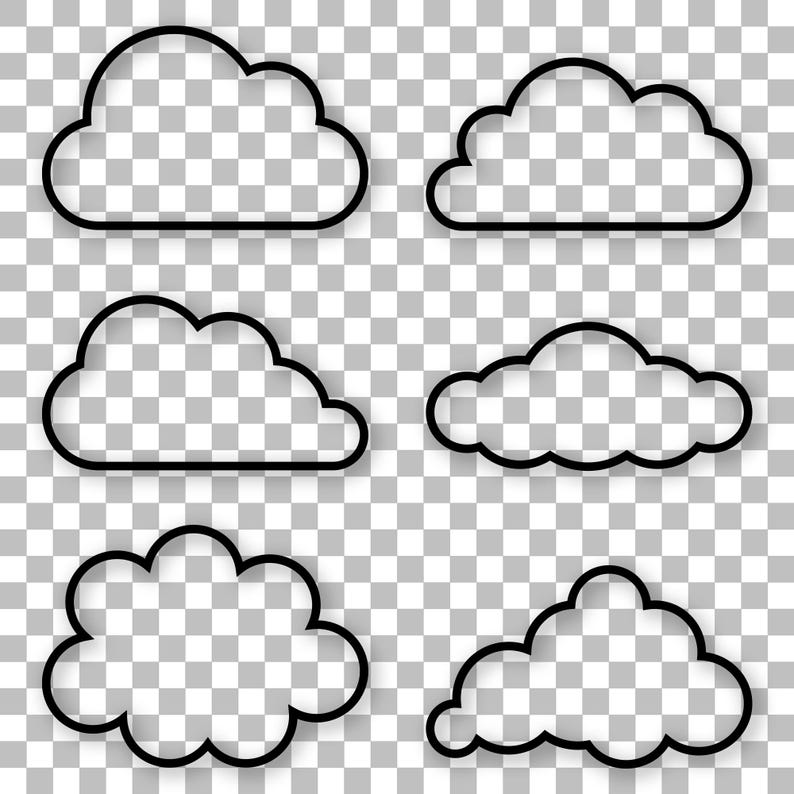 Cloud Outline SVG | Outline Clouds | Set of Black Clouds | for Cricut ...