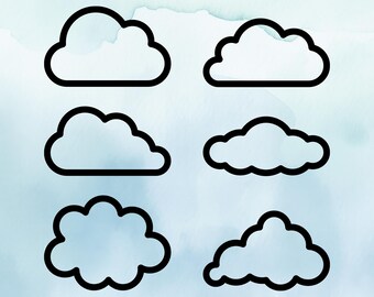 Cloud Outline SVG | Outline Clouds | Set of Black Clouds | Clipart ...