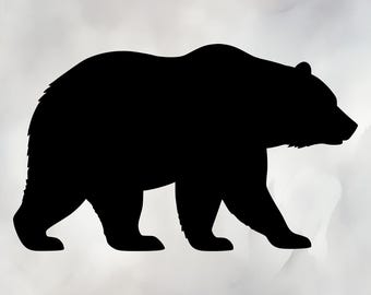 Bear Silhouette SVG | Black Bear SVG PNG | Wildlife Animal Clipart | Solid Bear Cut File for Cricut and Laser Engraving