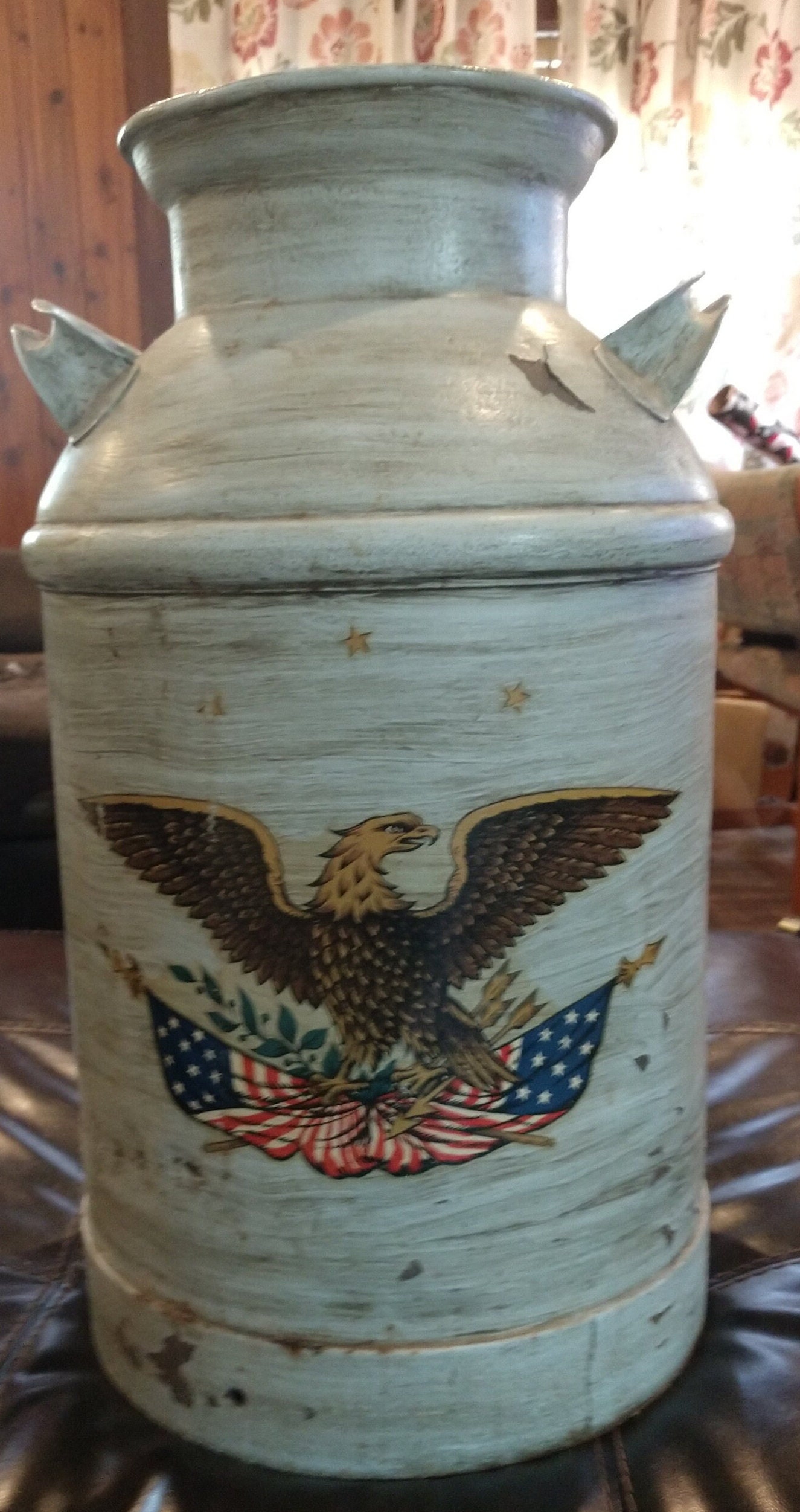 Painted 40 Quart Milk Can Featuring an American Eagle. Etsy