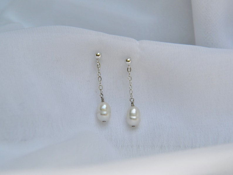 Pearl Drop Earrings 14K Gold Filled and Sterling Silver Etsy