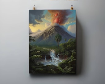 Volcano Landscape Digital Print | Nature Photography Printable | Dramatic Scenery Decor | Geological Art | Mountain Fire Print