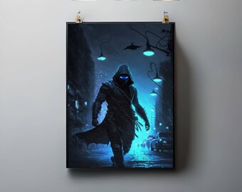 Shadow Ninja Digital Print | Stealth Warrior Wall Art | Japanese Assassin Printable | Gaming Room Decor | Digital Download