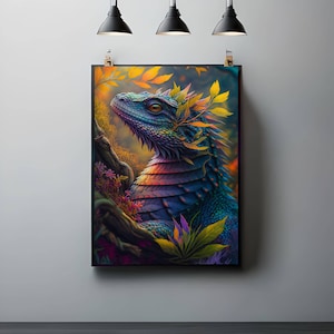 Colorful Dragon Digital Print | Fantasy Wall Art | Vibrant Mythical Creature | Rainbow Dragon Printable | Digital Download