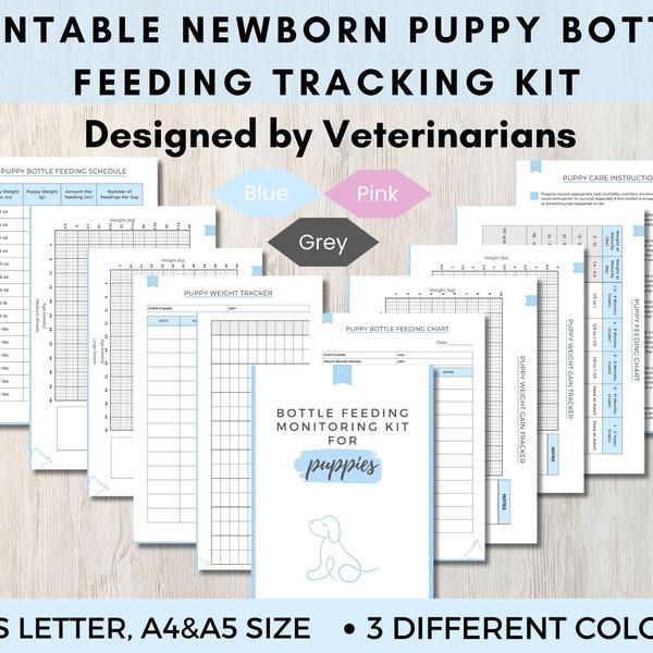 Puppy Bottle Feeding Tracker, Newborn Dog Care Monitoring Chart, Orphan Puppy Bottle Feeding Log, Puppy Feeding Chart Printable PDF