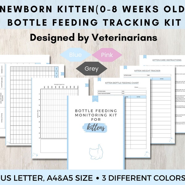 Kitten Bottle Feeding Tracker, Newborn Cat Care Monitoring Chart, Orphan Kitten Bottle Feeding Log, Kitten Feeding Chart Printable PDF