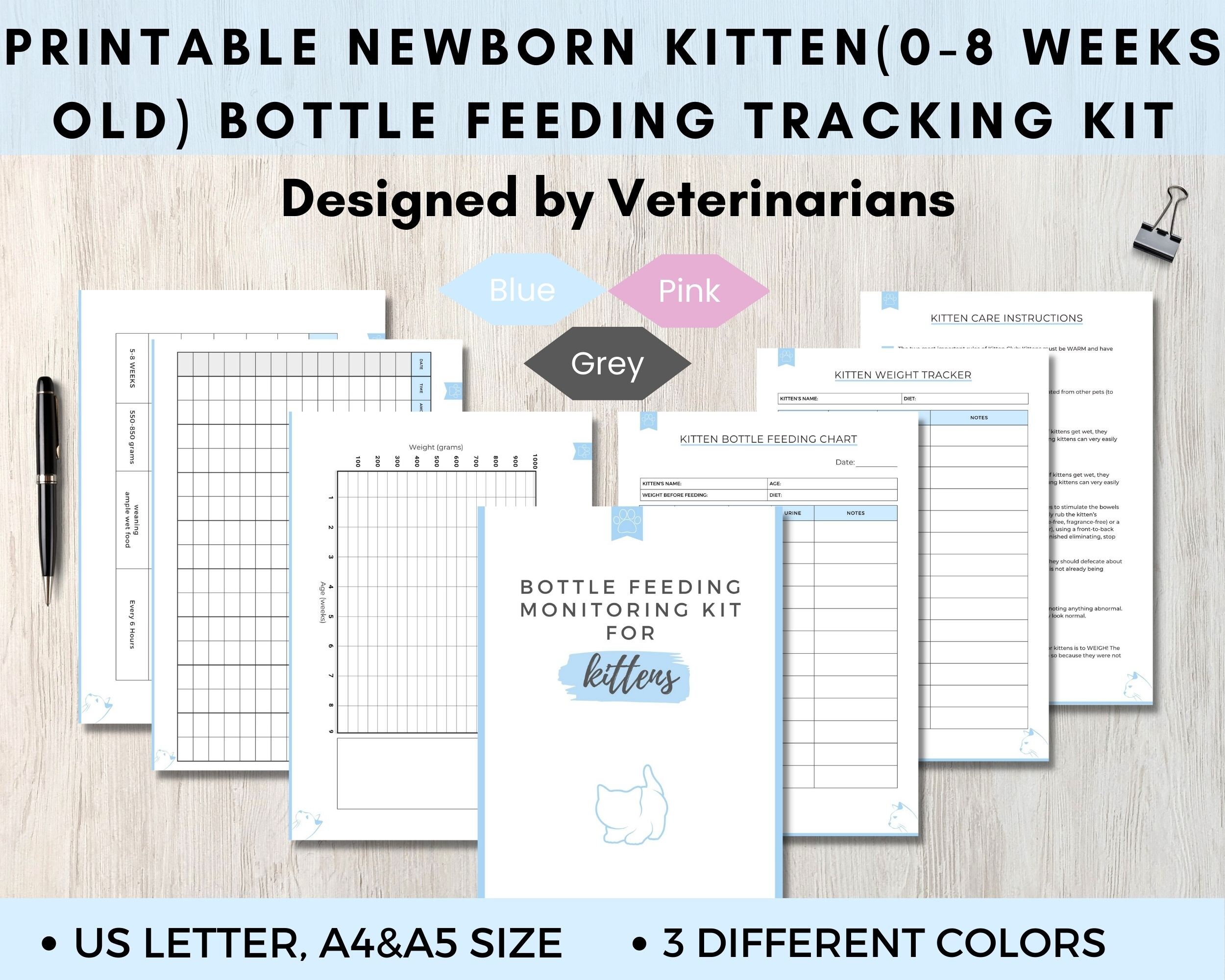 Kitten Bottle Feeding Tracker Newborn Cat Care Monitoring Etsy