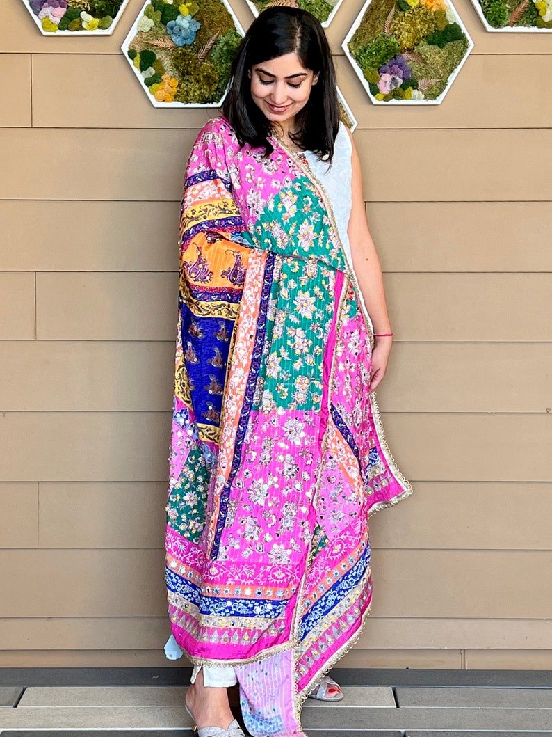 Pakistani Dupatta With Silk Borders Beautiful Print Etsy