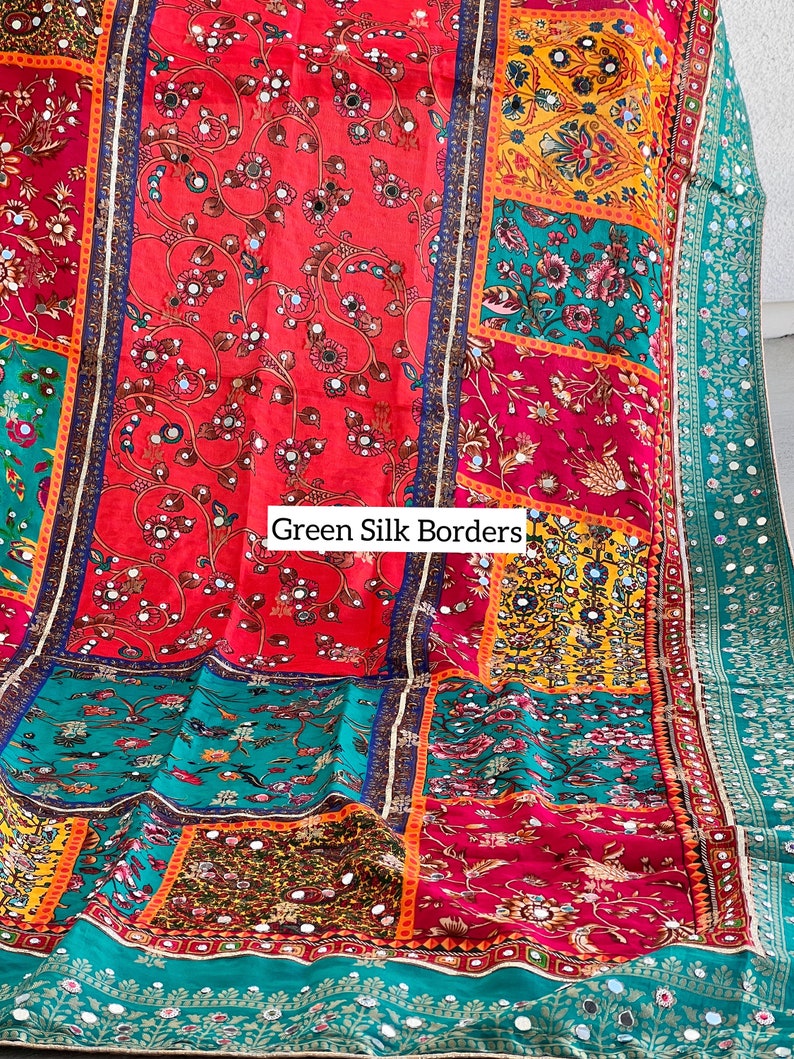 Pakistani Dupatta With Silk Borders Beautiful Print Etsy