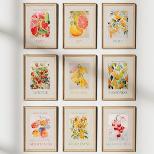 Fruit of the Spirit Art Print Set: Christian Wall Decor (Digital Download)