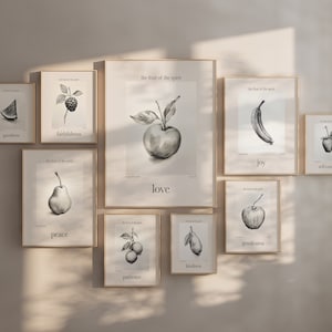 Fruit of the Spirit Print Set: Christian Bible Verse Wall Art (Digital Download)