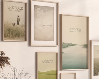 Psalm 23 Art Print Set: Minimalist Christian Wall Art (Digital Download)