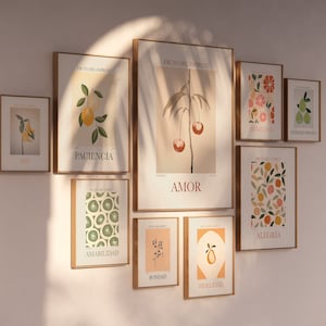 Conjunto de Impresiones Fruto del Espíritu - Arte de Pared con Versículos Bíblicos - Conjunto de Impresiones Cristianas