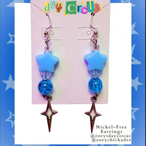blue y2k star earrings